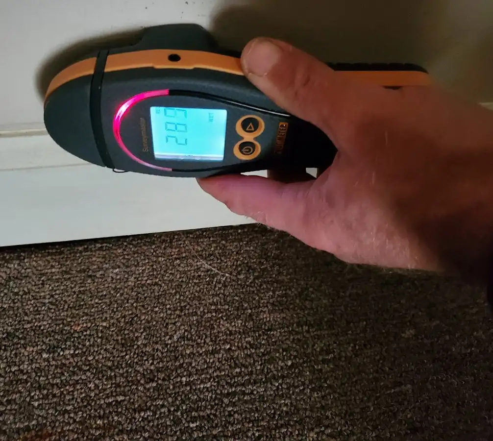 Moisture detection at baseboard during Sewage Cleanup & Sanitation in Galena Park